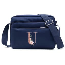 Large Capacity Travel and Commuting Storage Blue Bag Rose Gold Series Print Pattern Multi-layer One Shoulder Crossbody Bag
