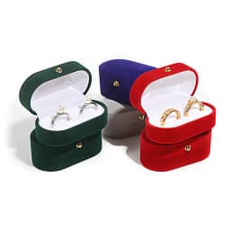 High-grade Double Slot Ring Box Jewelry Box for Wedding Proposal Engagement Ring Gift Storage Velvet Jewelry Organizer Box