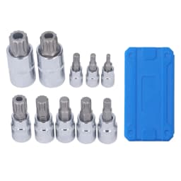 10 Pcs Triple Square Spline Bit Socket Set M4 To M18 1/4in 3/8in 1/2in Drive CR V Steel Bit Socket Set with Storage Box