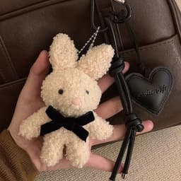 Kawaii Plush Rabbit Keychain Y2K Cute Bunny Stuffed Keyring Backpack Pendant