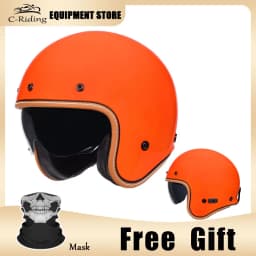 Jet Helmet DOT Open Face Helmet for Men Women Retro 3/4 Motorcycle Helmets Vintage Cafe Racer Half Face Helmet Capacete De Moto