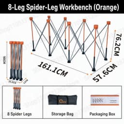 Heavy Duty Spider Workbench 3500kg Max, Folding Stand Bag, Quick Setup No Tool, Woodworking Garage Support 4 6 8 10 12 15 Legs