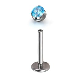 ASTM F136 Titanium Skin Surface PIERC Ear Lip Nose Studs with CZ Top Labret Threaded Earrings Multi Size Body Piercing Jewelry