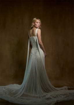 Customized White Square Collar Wedding Dresses Sleeveless Lace-Up Back High Quality Chiffon A-Line Court Train Evening Dress