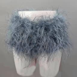 Real Ostrich Feather Fur Short Pants Hot Pants Sex Fashion 23A0409