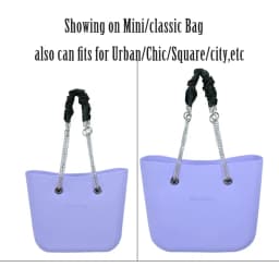 New 1 Pair Long OBag Leather Handles Strap Fold Pleat with Silvery Chain for OBag O Bag DIY Women Shoulder Handbags
