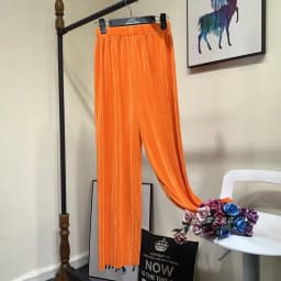 Summer Thin Chiffon Wide Leg Pants For Women Casual Candy Color Loose Long Pants Lady Solid Color Straight Pleated Trousers