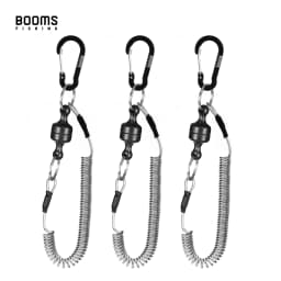 Booms Fishing Magnetic Net Release Holder With Coiled Lanyard Fly Fishing Tool Strong Magnet Carabine Anti-Drop Rope Accessories