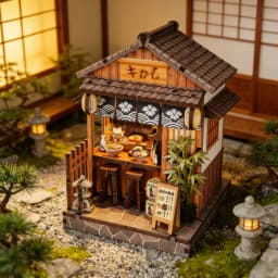 Book Nook Kit DIY Doll House with LED Light Bookshelf Insert Amazing Gift for Friend Ramen Shop Japanese Style