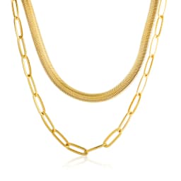 Vintage Punk Double Layer Snake Chain On The Neck Choker Pendant Necklace For Women Golden Thick Chain Stainless Steel Jewelry