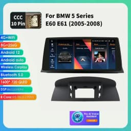 10.25 Android 13 Autoradio For BMW 5 Series E60 E61 CCC CIC 2005-2010 Multimedia Player 4G Carplay 2din Car radio GPS Stereo RDS