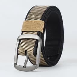 New multi-hole canvas belt for men with a button fastener, versatile denim belt for students and young people, Korean version, e