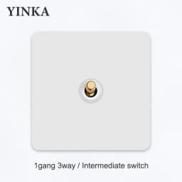 YNKA Stainless Steel Wall Light Switch White Panel with Gold Toggle ,AC110–250V Durable Scratch Resistant Decorative Wall Switch