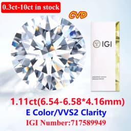 COSFIX 0.3-5ct Round Lab Grown Diamond HPHT IGI Certificate 3EX D/F Color VVS1 Clarity Diamond Gems