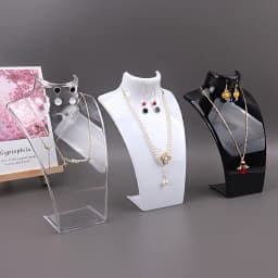 Acrylic Portrait Model Jewelry Display Stand - Necklace Pendant Earring Holder Shelf for Decorative Exhibition
