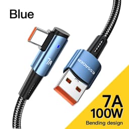 Essager 7A USB C Cable For OPPO 100W Fast Charging Cord For Honor Huawei P40 Oneplus Realme 90 Degree Mobile Phone Charging Cord