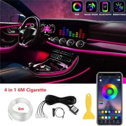 Car LED Interior Atmosphere Lights Universal RGB Ambient Light Optic Fiber APP Music Control Auto Decorative Neon Lamp