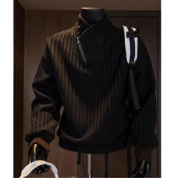 Thickened Stand Collar Sweatshirt Men's Casual Style Inner Wear Base Shirt Heavyweight Leisure Top for Autumn Winter