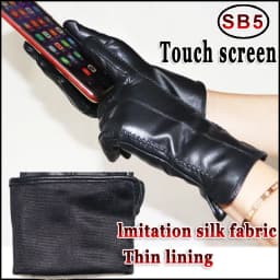 Leather gloves women's sheepskin flannel lining winter warmth high-grade black touch screen color leather gloves driving new