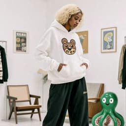 Vintage Style Drew House Bear Head Print Crewneck Sweatshirt Men Oversized Heavy Cotton Casual Streetwear Pullover