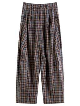 FSLE 2026 Fall Women's Chic High Waist Cotton Plaid Wide Leg Dress Pants - Relaxed Fit Casual Trousers for Daily Wear Style