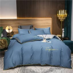 Svetanya Solid Cotton Embroidery Bed Linens Hotel Home Bedding Sets Sheet Pillowcase Duvet Cover Set