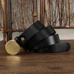 3.3 Wide Pure Cowhide Genuine Leather for Men's High Quality Jeans Smooth Round Buckle Brass Buckle Belts Cowboy Waistband Male