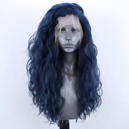 Light Blue Wig Synthetic Lace Front Wig Free Long Loose Curly Lace Wigs Glueless Synthetic Hair Wig Blue Cosplay Wig