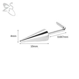 ZS 1 Piece 20G Stainelss Steel Long Spike Nose Stud Men Women Black L/I/S Shapes Nose Piercings Cone Nostril Piercings 6/8/10MM