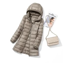 Haze Blue Women's Lightweight Long Jacket, Hooded Long Sleeve Coat, Asian Size M-7XL, Red, Black, Blue, Purple Available Parkas