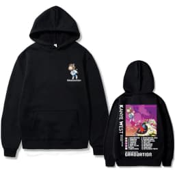 Kanye West Graduation Bear Double Sided Printed Hoodie Men Women Fashion Hip Hop Cool Sweatshirts Unisex Fleece Cotton Hoodies