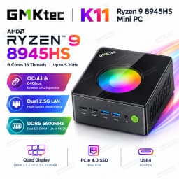 GMKtec K11 Mini PC AMD Ryzen 9 8945HS Gaming PC DDR5 5600 OCuLink Dual LAN USB4 PCIe 4.0 SSD WiFi 6 BT5.2 Windows 11 Pro