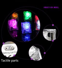 1Pc Colorful LED Ice Cubes Light Waterproof Ice Cube Atmosphere Light Birthday Gift Party Bar Wine Glass Decor Baby Bath Toys