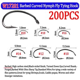 200pcs Barbed and Barbless Fishing Fly Hook Nymphs Pupa Egg Fly Dry Fly Wet Fly Jig Nymph Hook Caddis Streamer Fly Tying Hook