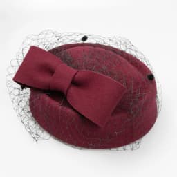 Women Wool Bow Hat with Veil, Cashmere Stewardess Cap for Winter,Celebrity Style Party Wedding Fascinator Hat for Women Ladies