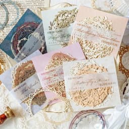 10Sheets Pattern Collage Border Scrapbook Handbook Lace Card Pack Flower Material Decoration Hollow Background 10*10CM