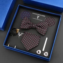 Luxury Neck Tie Set For Men Classic Brand Necktie Bowtie Hanky Cufflinks Floral Brooches Tie Clip Set Wedding Business Box Gift