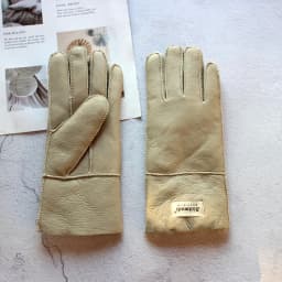 Women's Thickened Winter Sheepskin Fur Gloves Windproof Warm Outdoor Motorcycle Riding Color Leather Finger Gloves
