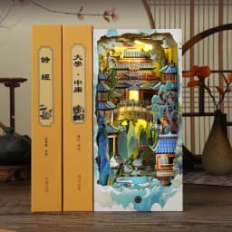 Book Nook Shelf Insert Casa Miniature Doll House Kit Toys Home Dollhouse Bookends Furniture Wooden Bookshelf Birthday Gifts