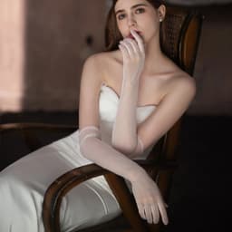 Women Elegant White Soft Tulle Simple Long Wedding Dress Gloves for Bridal Party Evening Events Wedding Prom Parties Accessories