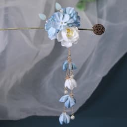 New Artificial Flower Floral Hairpin Forks U-shaped Tassel Hair Clip Fork Vinatge Chinese Style Tassel Headwear Hanfu