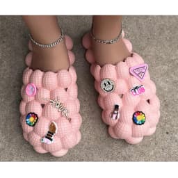 2025 Summer New Bubble Slippers Women Toe-covered Massage Sandals Creative Peanut Shoes Herringbone Slippers Beach Flip Flops