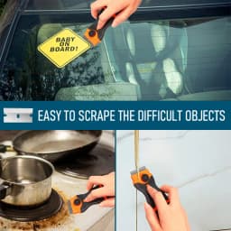 Auto Glass Cleaning Scraper Tool for Car Windows Stickers Non Scratch Scraper with Metal+Plastic Blades Oven & Hob Scraper