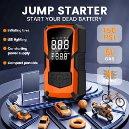 STSCELZ Portable Jump Starter Air Compressor for 12V Cars, 150 PSI Tire Inflator with Digital Gauge and Auto Shut-Off