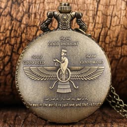 Classic Quotes Good Thought Good Deed Good Word...Bronze Necklace Watch Gift for Men Women Quartz Movement Pendant Chain Clock