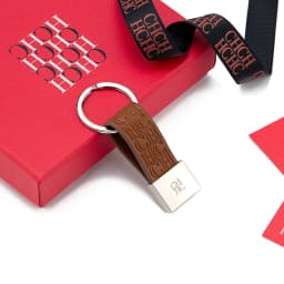 CH Embossed Monogram Leather Keychain Gold Plated Key Ring Luxury Stylish Key Holder Gift Daily Use Fashion Accessory Trendy