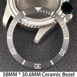 Sloping 38mm * 30.6mm Ceramic/Aluminum Bezel GMT and Diving Watch Insert Fits for 40mm Men's Watch Case Bezel Replacement Insert