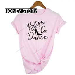 Dance Letter Print T Shirt Ballet Silhouette Monogram Print Women's T-shirt Loose Aesthetic Tops Graphic T Shirts Pro Choice
