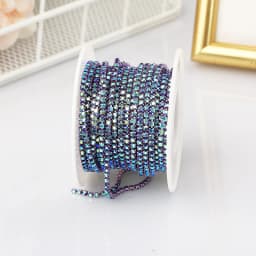 PEESOM SS6 2mm Crystal Rhinestone AB Cup Chain With Colorful Claw Sew On Glass Rhinestone Trim Chain Strass Banding for DIY