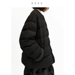 Women's New Chinese Style Goose Down Jacket with Button Detail, 2026 New Model, Made of Real Silk Guanle Crepe Fabric